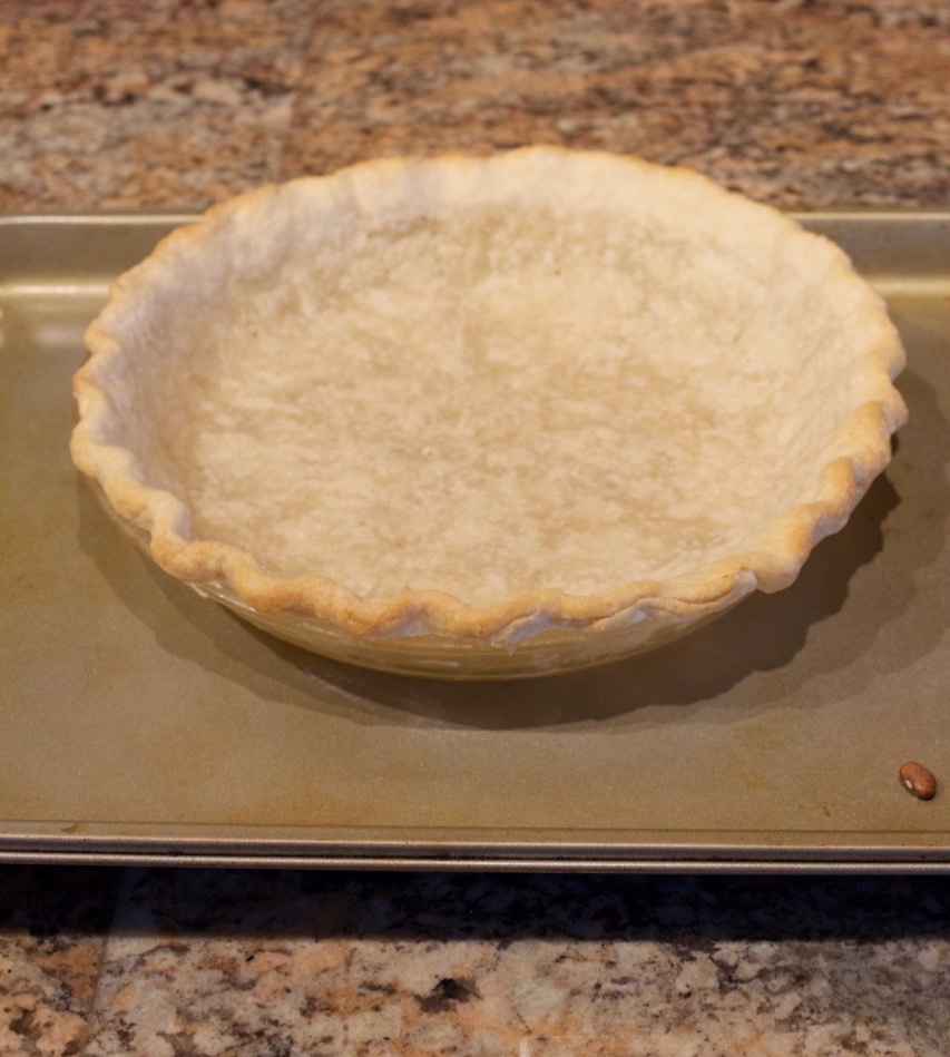 A blind baked pie shell.