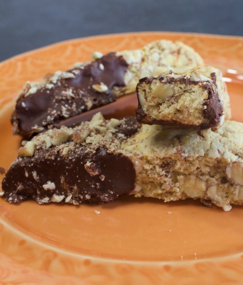 Almond Biscotti - dipped in chocolate and more almonds! — The