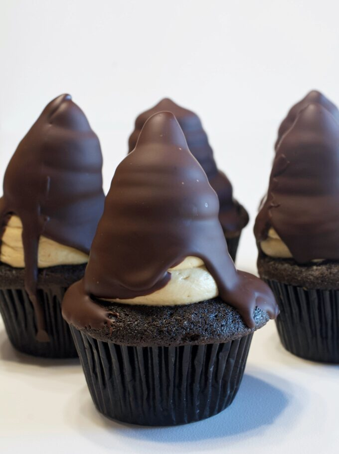 Chocolate Peanut Butter Hi-Hat Cupcakes.