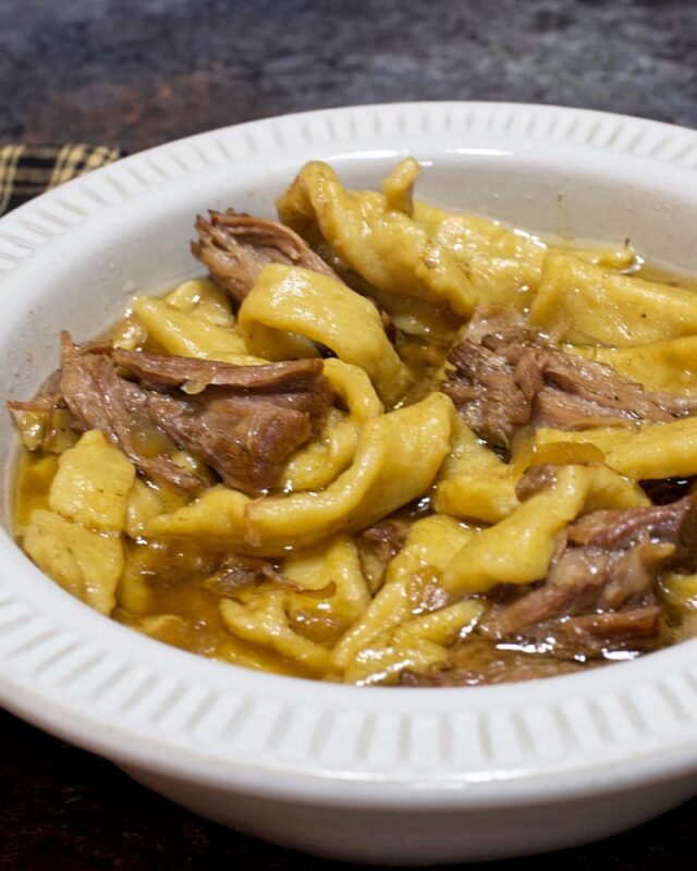 Slow Cooker Beef And Homemade Egg Noodles My Country Table