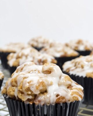 Apple Crumb Muffins with Vanilla Glaze
