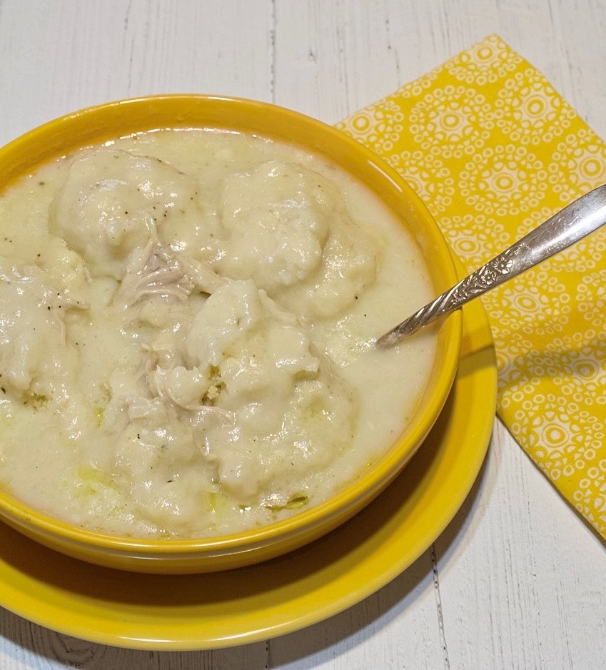 Chicken and fluffy dumplings.