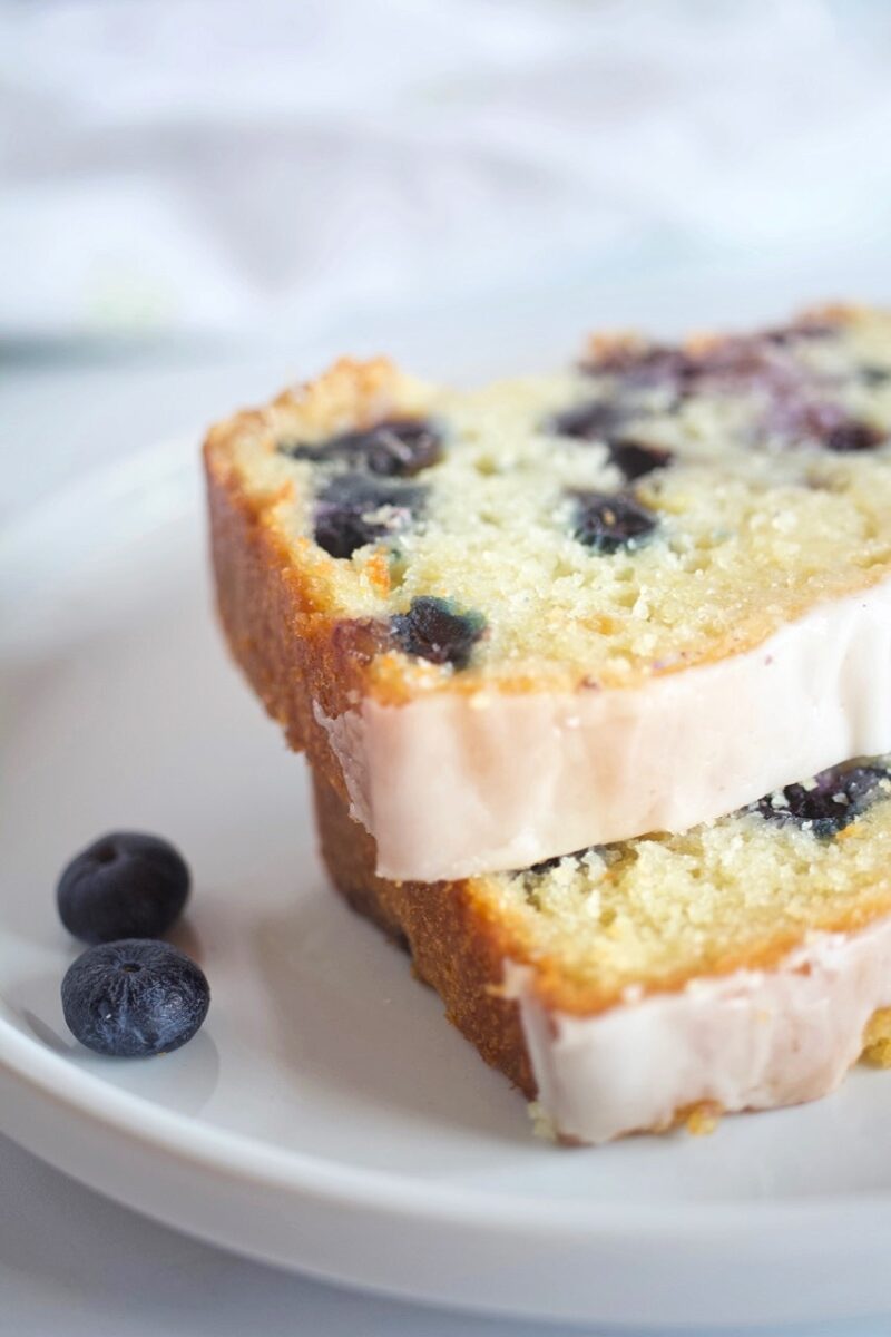 Blueberry Bread with Lemon Glaze.