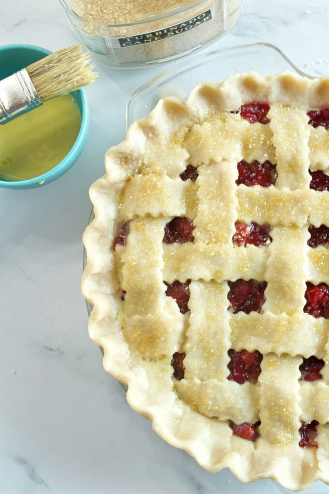 How to make a lattice top pie crust.