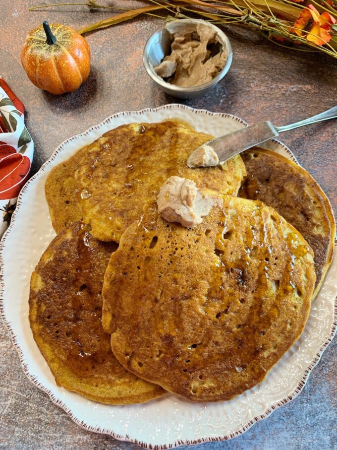 Pumpkin Spice Pecan Pancakes.