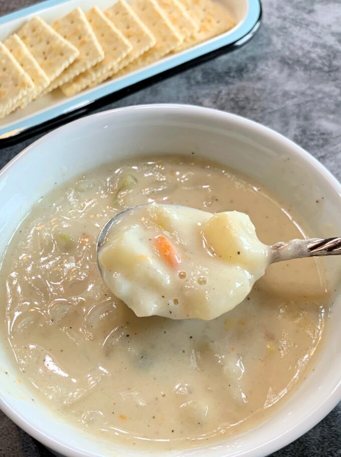 A bowl of homemade creamy Potato Soup.