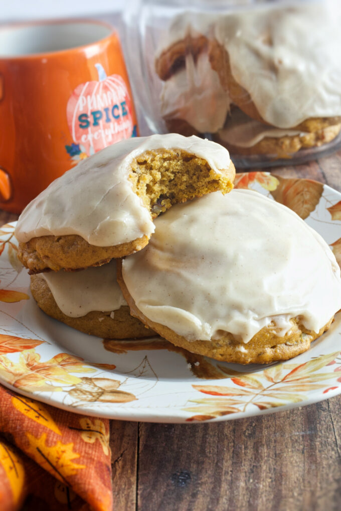Pumpkin spice cookies on a plate.