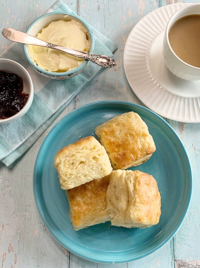Cream cheese biscuits on a plate.