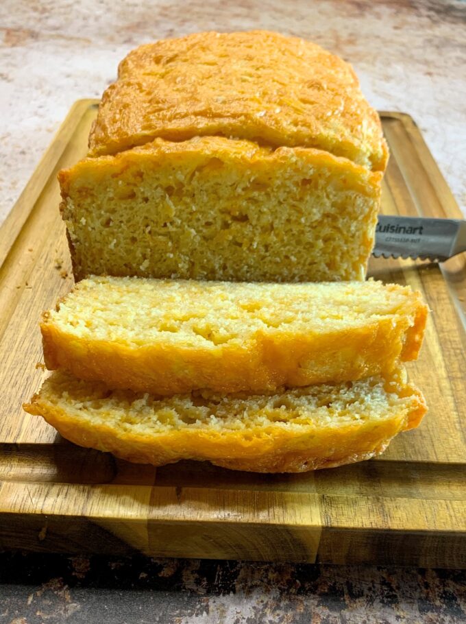 A sliced loaf of Cheddar Quick Bread.dar 
