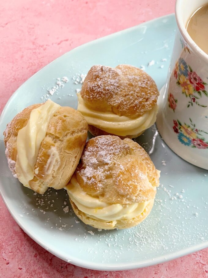 Choux Pastry shells filled with pastry cream.