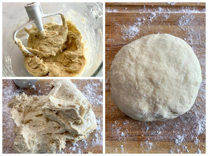 Mixing sour cream cinnamon twist dough.