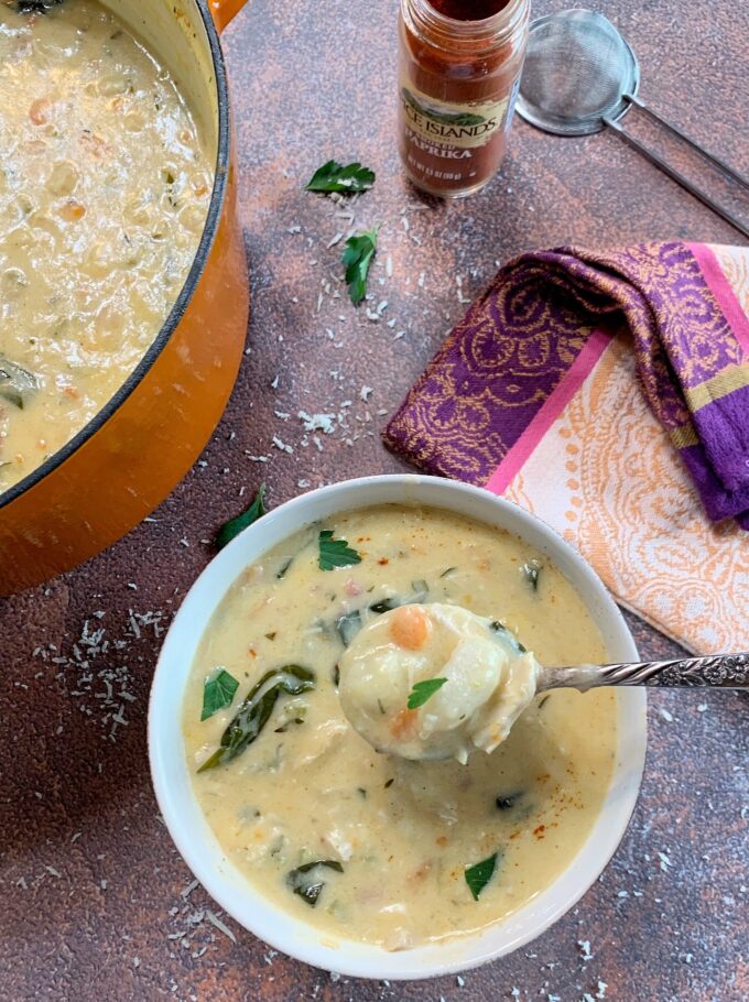 Smoky Bacon Chicken Gnocchi Soup.