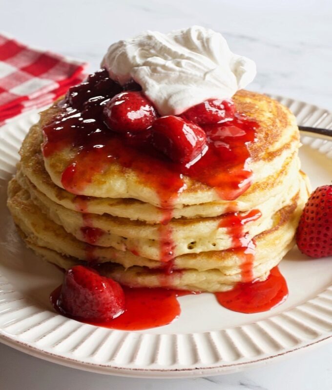 Buttermilk Pancakes with Strawberry Compote.