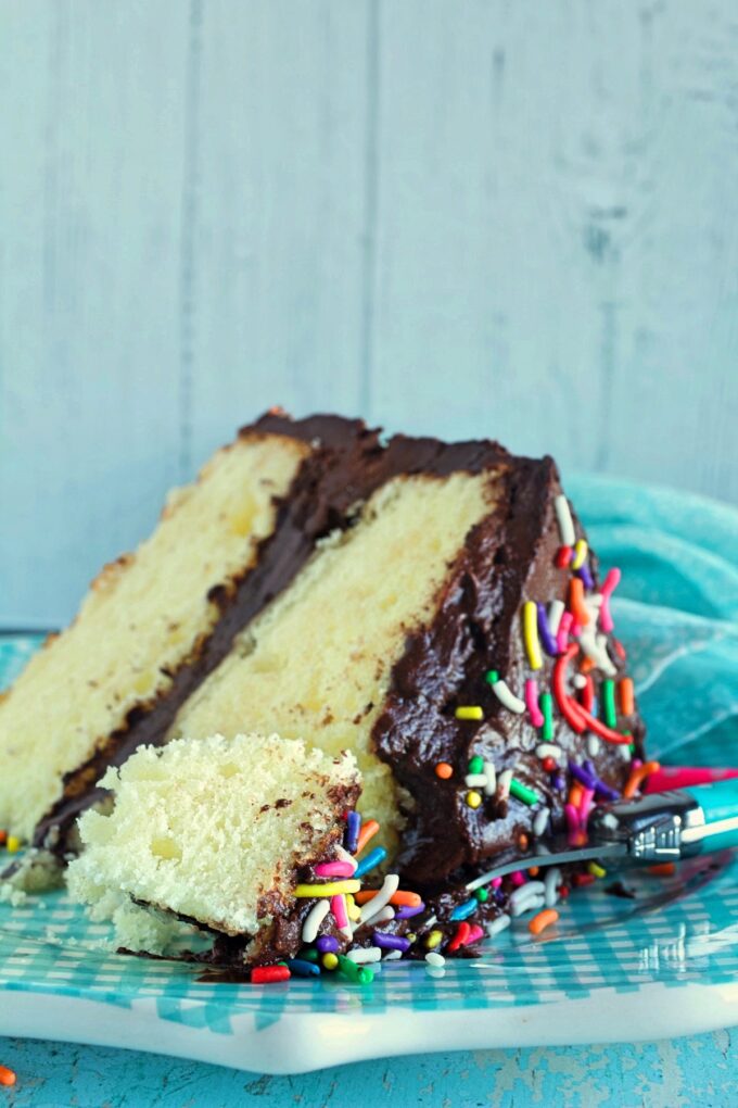 Yellow Cake with Chocolate Frosting.