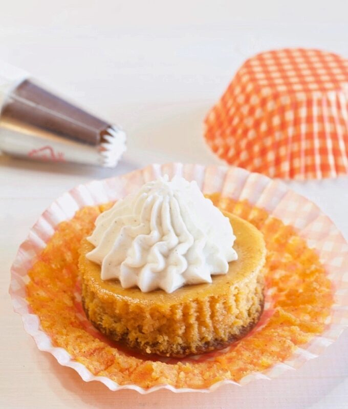 Mini Pumpkin Cheesecakes.