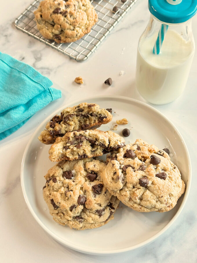 Ultra Thick and Chewy Chocolate Chip cookies.