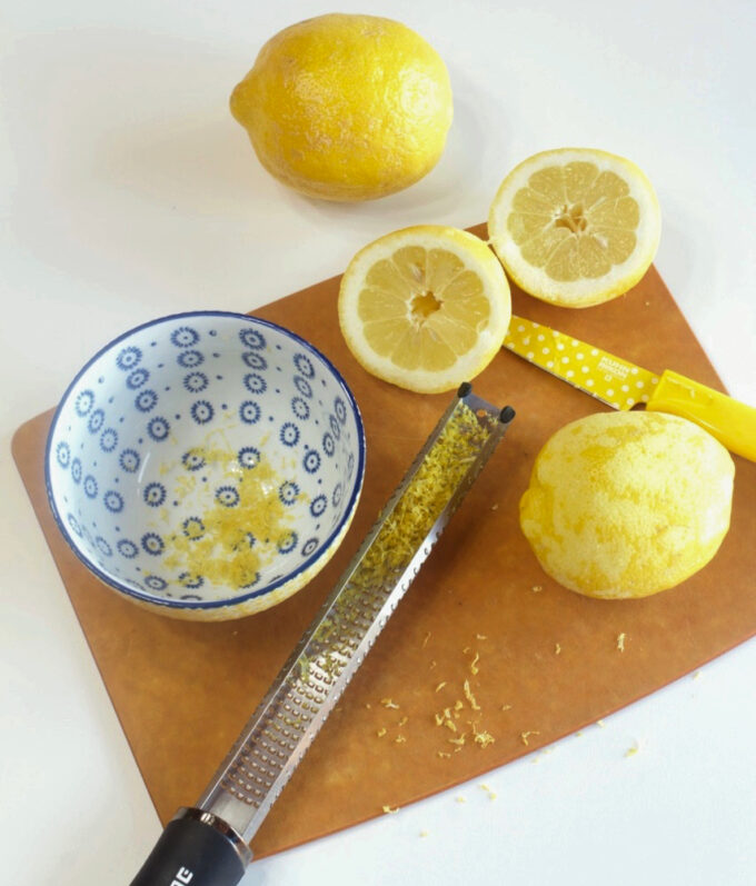 Zesting lemons.