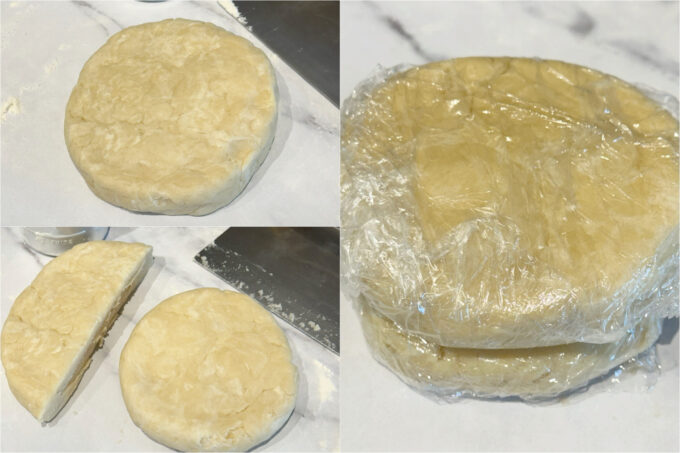 Shortening pie dough.