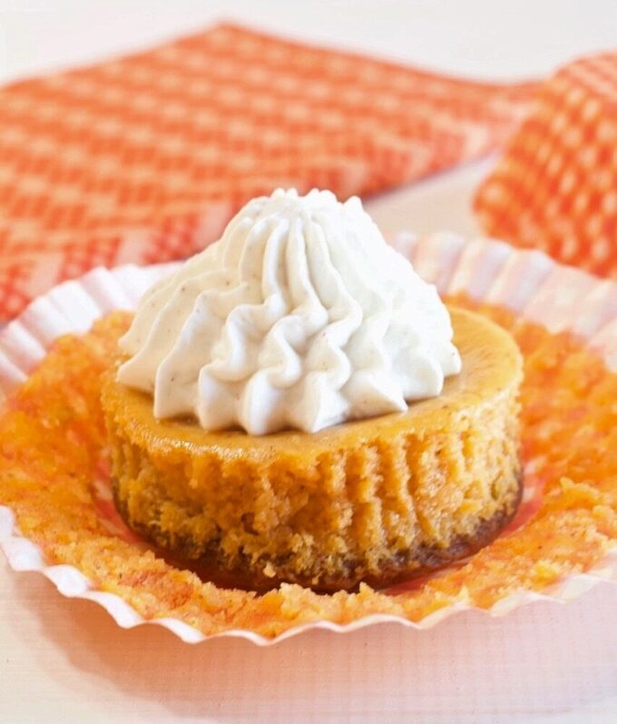 Mini Pumpkin Cheesecakes.