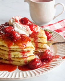 Buttermilk Pancakes with Strawberry Compote.
