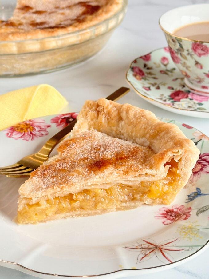 A slice of pineapple pie.