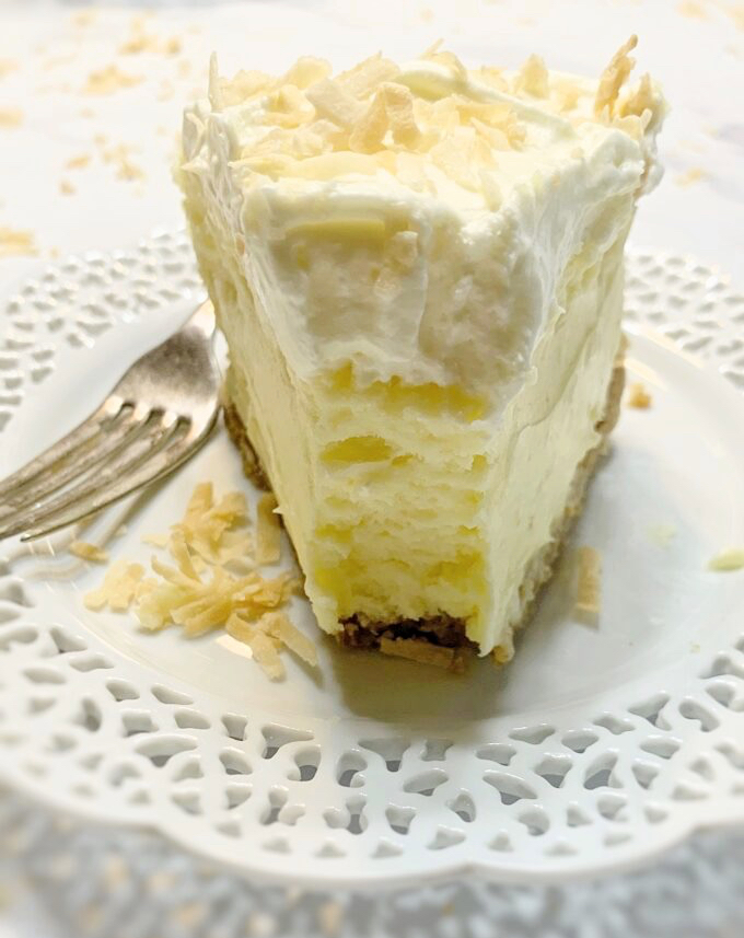 Coconut White Chocolate Cheesecake.
