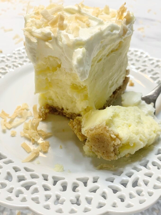 Coconut White Chocolate Cheesecake.