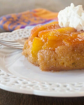 Fresh Peach Upside Down Cakes With Nutmeg Whipped Cream