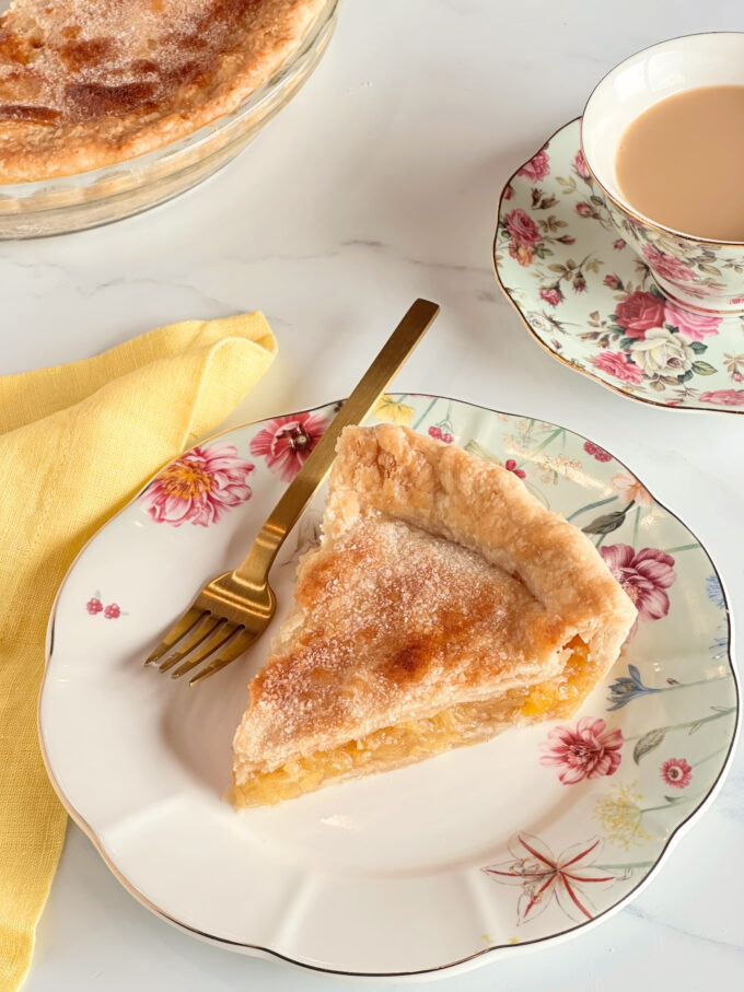 A slice of pineapple pie.