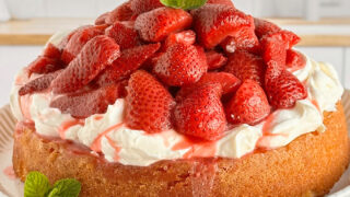 One Layer Strawberry Shortcake with Roasted Strawberries - My