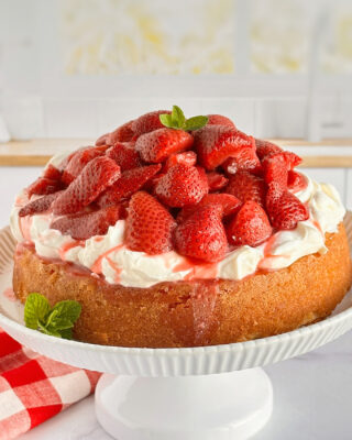 One Layer Strawberry Shortcake with Roasted Strawberries