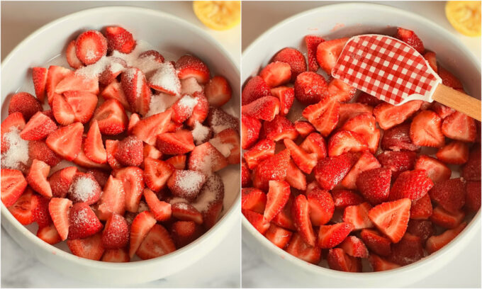 Strawberries ready for roasting.