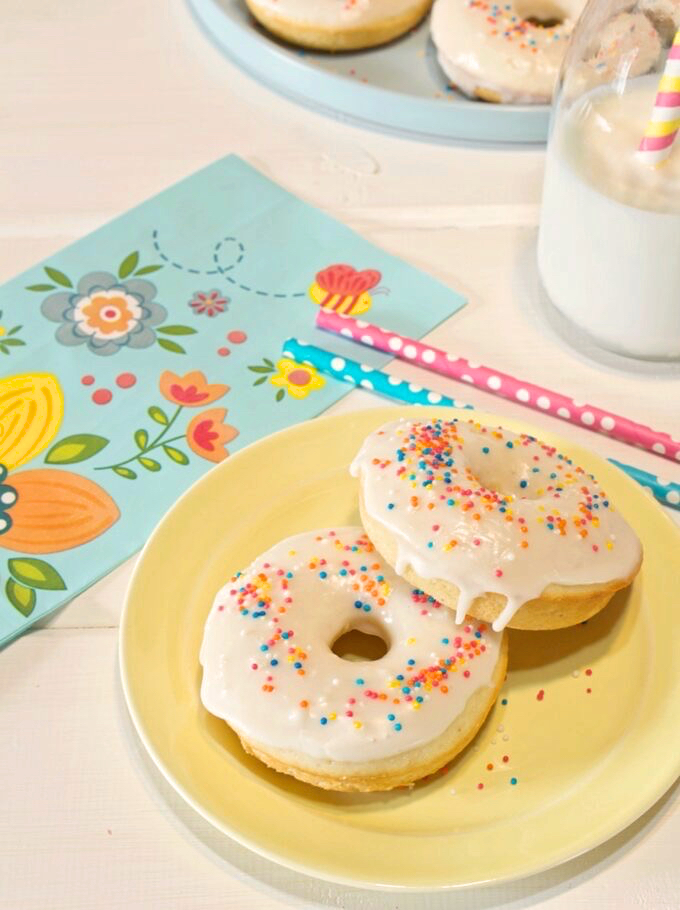Baked Vanilla Cake Donuts.