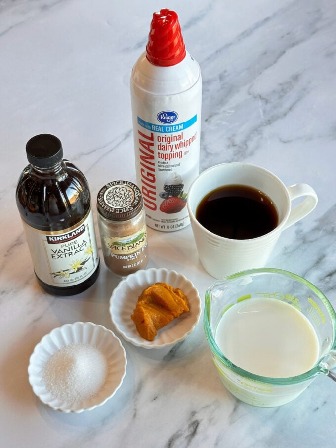 Pumpkin Spice Latte Ingredients.